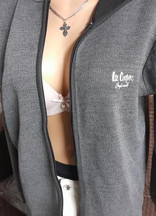 Кофта чоловіча/унісекс lee cooper сіра з капюшоном