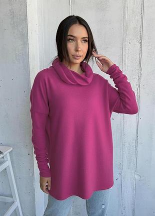 Длинный свободный свитер туника из трикотажа джерси innoe 230222-3, р. 48/50 малиновый