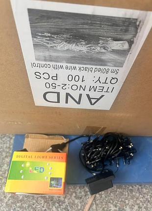 Чорний дріт гірлянда led clear black with control )
