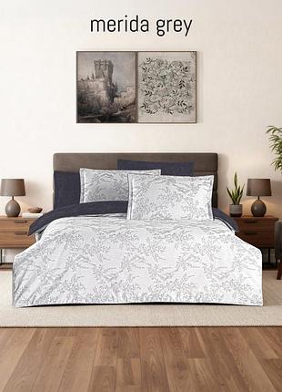 Постельное белье сатиновое la romano premium 300 tc евро размер merinda grey