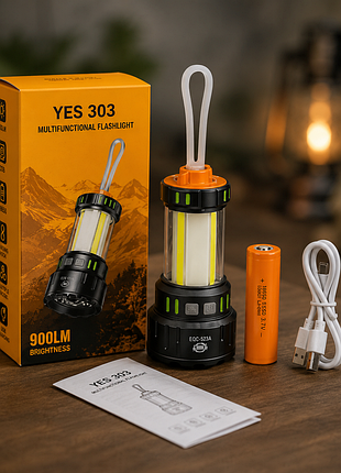 Ліхтарик ручний yes 303 / ручний акумуляторний ліхтар / кемпінгова лампа-світильник