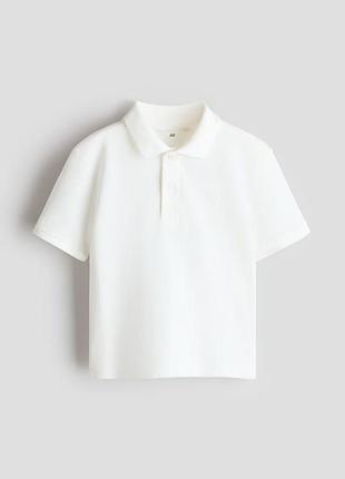 Классическая футболка поло h&amp;m с вышивкой | белое детское поло