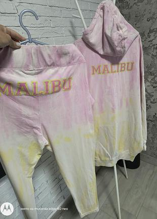 Жіночий спортивний костюм malibu худі + штани рожевий, жовтий 52-56р