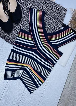 В’язаний топ zara m різнокольоровий топ в рубчик облягаючий топ зара