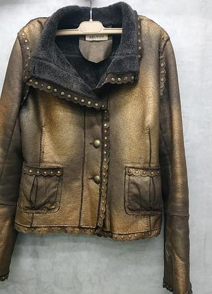 Жіноча дублянка balmain вінтажна еко-шкіра, коричнева