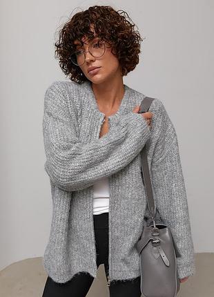 Мохеровий кардиган oversize на блискавці 3