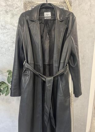 Zara шкіряний плащ / тренч, екошкіра, розмір m