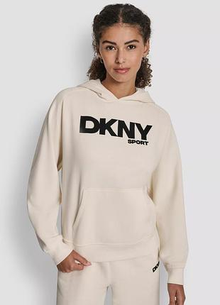 Жіноче худі на флісі dkny з вельветовим логотипом