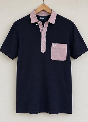 Чоловіче поло fred perry slim fit темно-синє з коротким рукавом