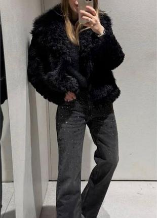 Шуба zara чорна 3