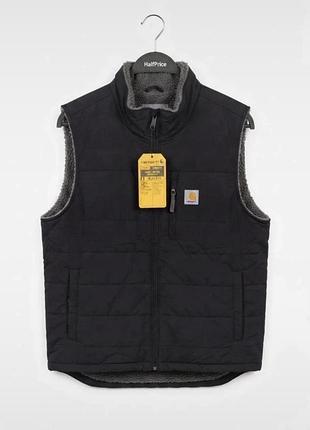 Жилетка чоловіча carhartt wip двостороння утеплена (чорна / фліс)