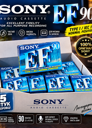 Аудіокасети sony ef 90 type i/iec i normal position