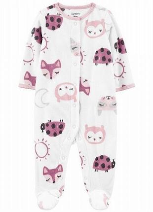 Теплий флісовий чоловічок сліп комбінезон піжама carter’s картерс для дівчинки