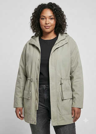 Бавовняна куртка парка asos design батал / зелена куртка хакі оверсайз з капюшоном 52-54 xxl