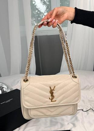 Жіноча сумка преміум niki vintage leather in cream / gold