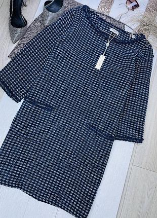 Нова осіння сукня l в’язана сукня прямого крою коротке плаття твідове сукня з бахромою