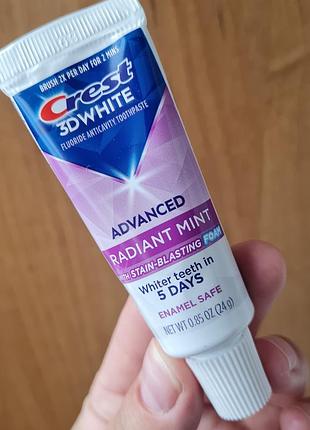 Зубна паста відбілююча crest 3d white radiant mint flavor 24гр