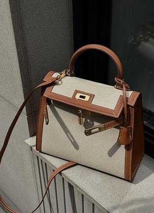 Hermès kelly 30 brown/canvas