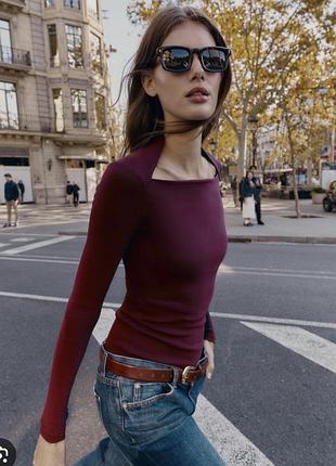 Лонгслів жіночий zara бордовий
