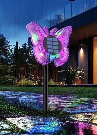 Уличные солнечные 3d светильники бабочки со сменным цветом / солнечный светильник бабочка 2в1 26x-115