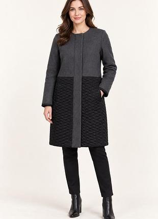 Пальто жіноче h&m комбіноване утеплене, сіро-чорне.