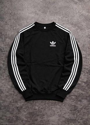 Спортивна кофта чоловіча adidas чорна з білими смужками