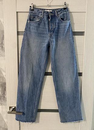 Жіночі джинси zara wide leg прямі блакитні xs