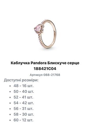 Кільце жіноче pandora 925 проба сріблясте 9
