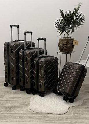 Комплект валіз 4 в 1 полікарбонат на 4 колеса коричневий арт. wings пк bokd05 (кор) all