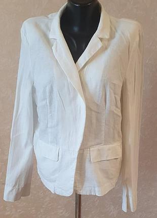 Белый льняной жакет c&amp;a premium tailored разм. eur 42 (xl)