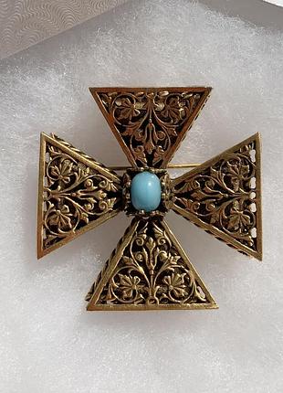 Accessocraft 🩵рідкісна вінтажна брошка мальтійський хрест accessocraft n.y.c.