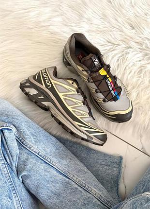 Стильные кроссовки salomon xt-6 vintage khaki gore-tex