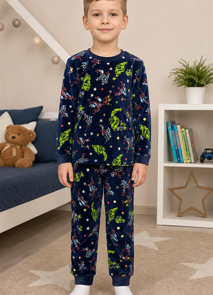 Пижама плюшевая для мальчика 🦸‍♂️ супергерои marvel ✨ marks &amp; spencer 📐 5-6 лет 110-116 см