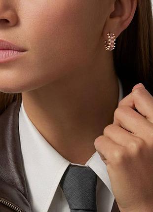 Сережки cartier рожеві напівкільця повне пакування