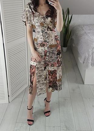 Сукня міді з абстрактним та квітковим принтом  zara