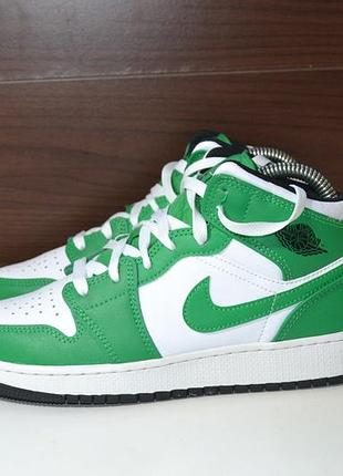 Nike air jordan 1 mid lucky green 37-38р кроссовки хайтопы кожаные оригинал