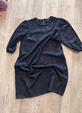 Жіноча сукня міді джинсова синя l-xl
