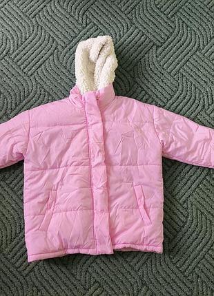 Розовая куртка пуховик с капюшоном papa fashion