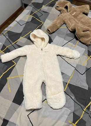 Мʼякий плюшевий комбінезон nike (оригінал) молочного, та кофейного (тедді) кольору