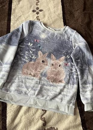 Кофта для дівчинки тепла з принтом зайчиків h&m