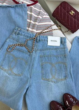 Джинси chanel блакитні лого кармани