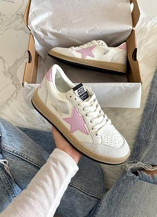 Кроссовки golden goose white ballstar pink арт 23005