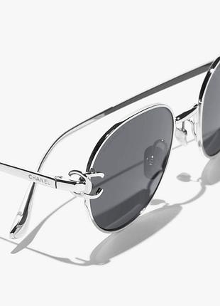 New😍 окуляри chanel pantos sunglass3s срібна оправа сіра лінза
