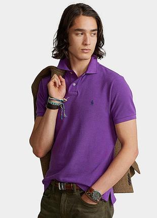 Сорочка-поло з бавовняної тканини фіолетова polo ralph lauren