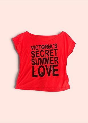 Футболка жіноча victoria's secret неонова червона з написом