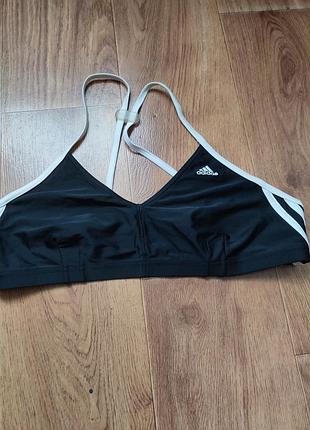 Топ жіночий adidas чорний з білими смужками