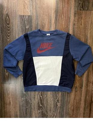 Кофта чоловіча nike флісова синя з червоним логотипом