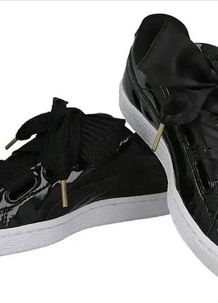 Кеди жіночі puma basket чорні лаковані