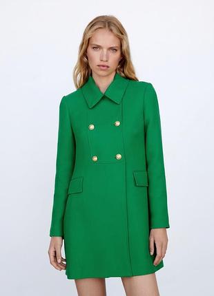 Пальто женское длинное zara с отложным воротником и длинным рукавом xs