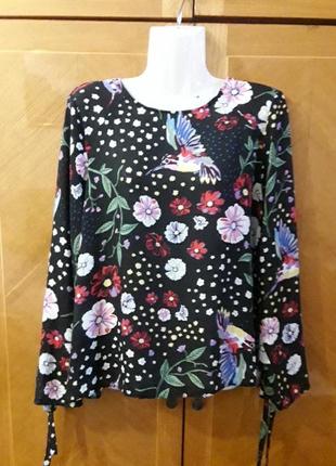 Papaya р.16 красивая нарядная блуза  цветы  птицы
